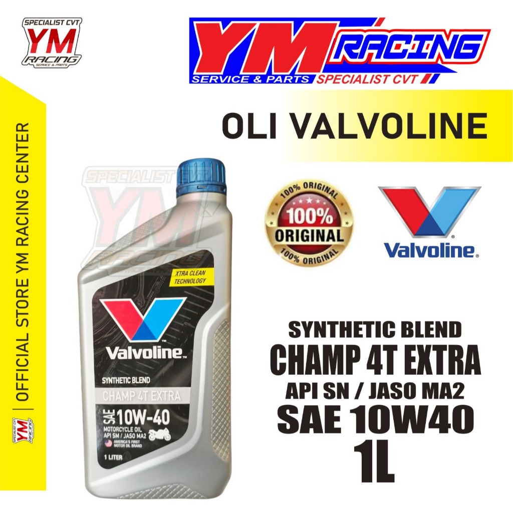VALVOLINE OIL CHAMP 4T EXTRA 10W40 APISM 24 1L SYNTHETIC BLEND / OLI VALVOLINE CHAMP EXTRA 4T 10W40 