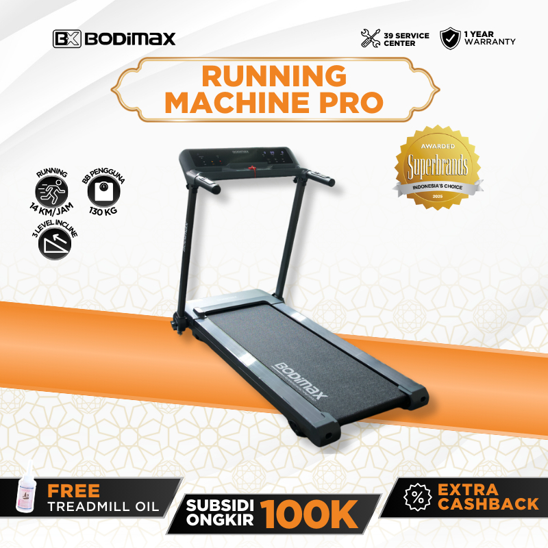 BODIMAX RUNNING MACHINE PRO – FOLDING TREADMILL / GYM / ALAT OLAHRAGA / FITNESS