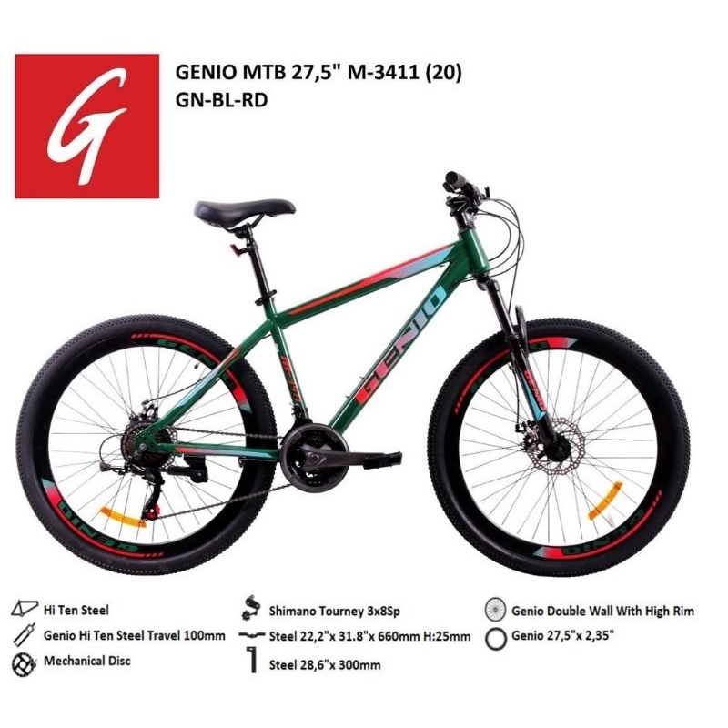 SEPEDA GUNUNG MTB GENIO M3411 UKURAN 27.5 (INCHI)