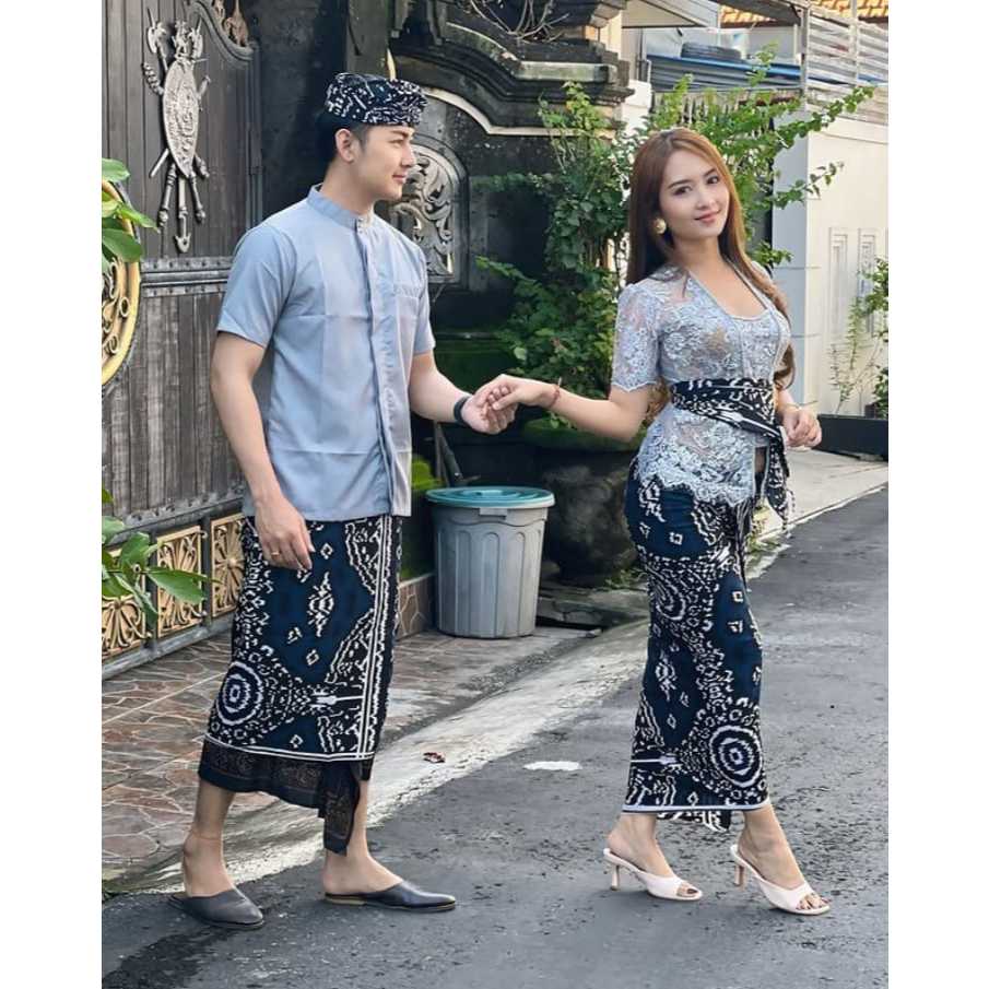 SET COUPLE BATIK INDIGO KAMEN SAPUT SELENDANG | SET COUPLE BALI | GRINGSING C