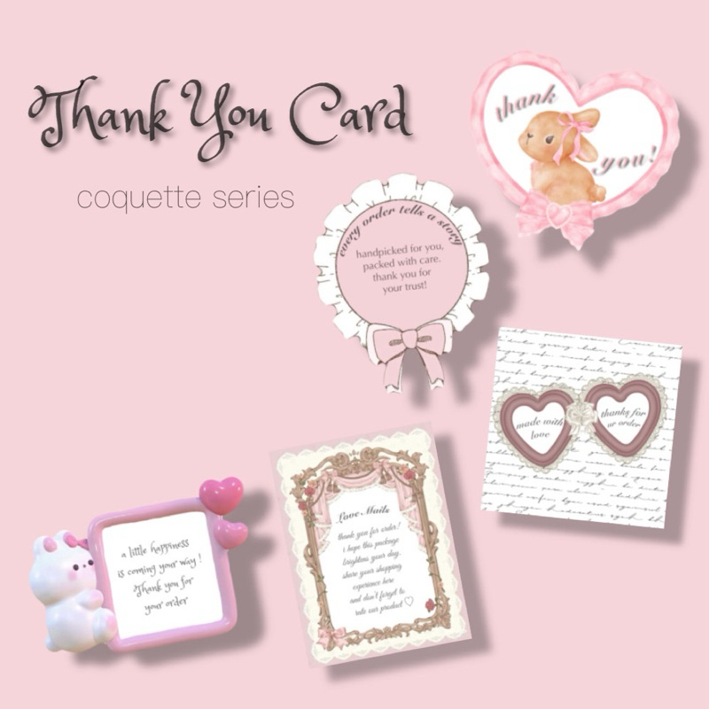 Thank You Card Aesthetic | Thank You Card | Kartu Ucapan | (coquette, cute, aesthetic)