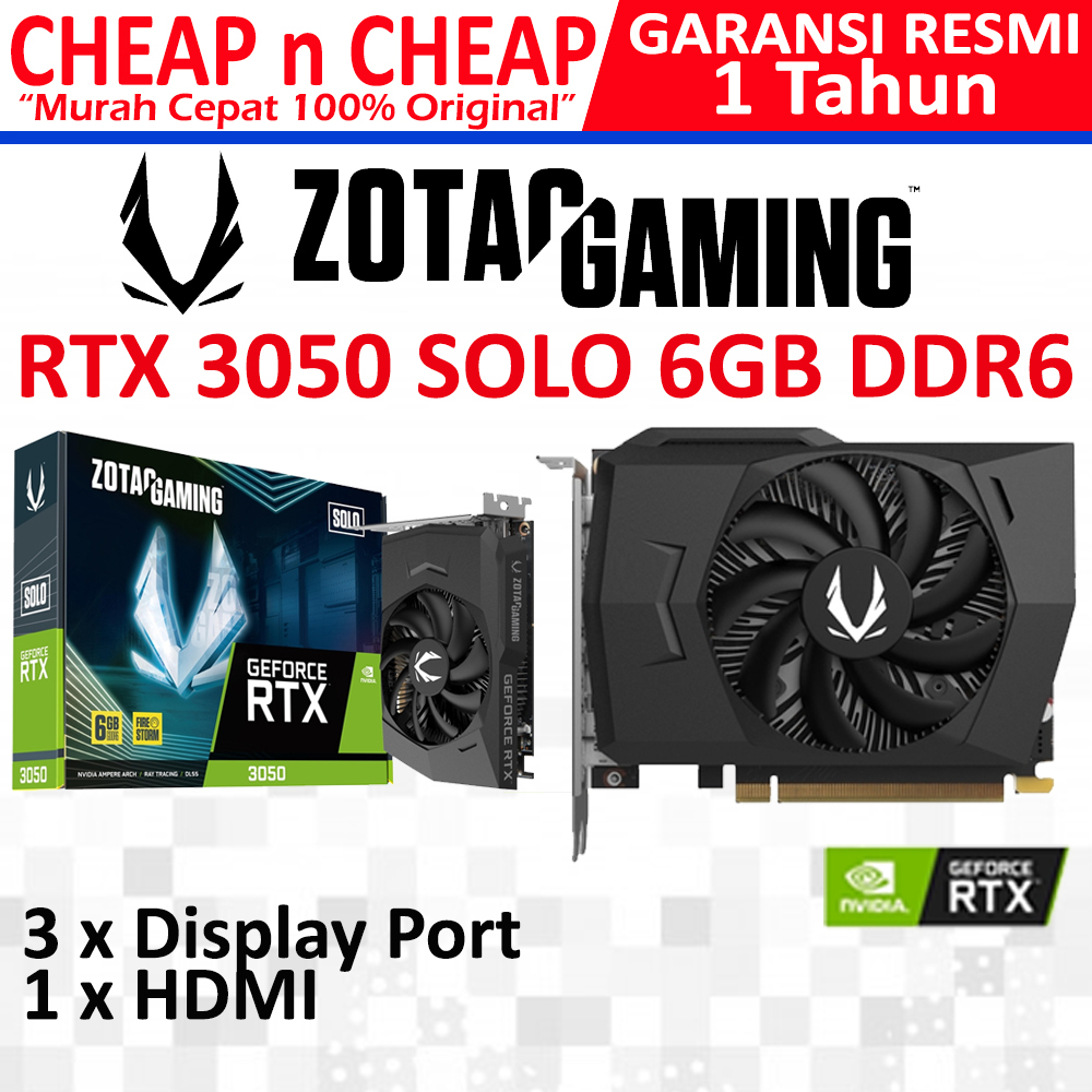 VGA Zotac RTX 3050 Solo 6GB DDR6 Single Fan - VGA Card RTX3050