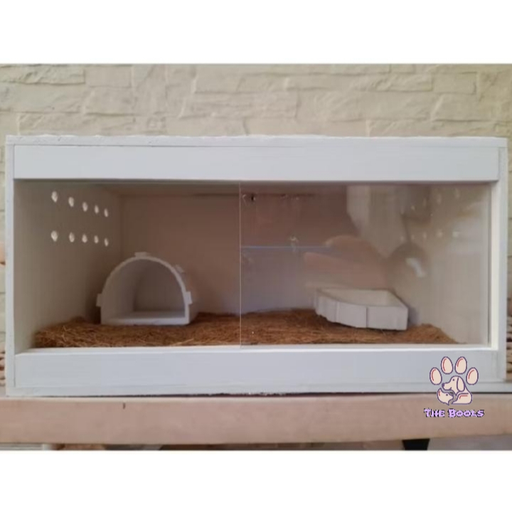 (The Bools) Kandang reptil/terarium Fullset lengkap PVC akrilik mewah dengan lampu LED usb
