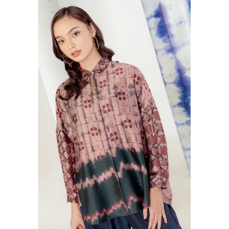 Tie Dye Delight Satin Shirt- Sienna by Benang Jarum