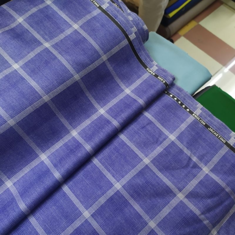 Terbaru Kain Semi wool Kotak /  Kain Celana Jas&Blazer /Kain semi wool per 25 cm | SEMI WOOL