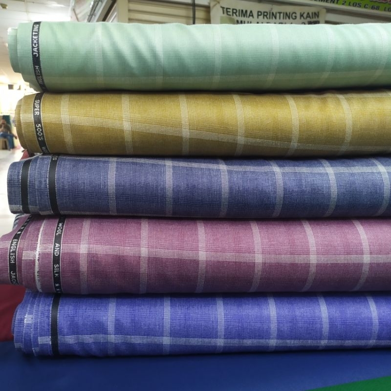 Kain Semi wool Kotak/ Kain Semi Wool England per 50 cm | SEMI WOOL