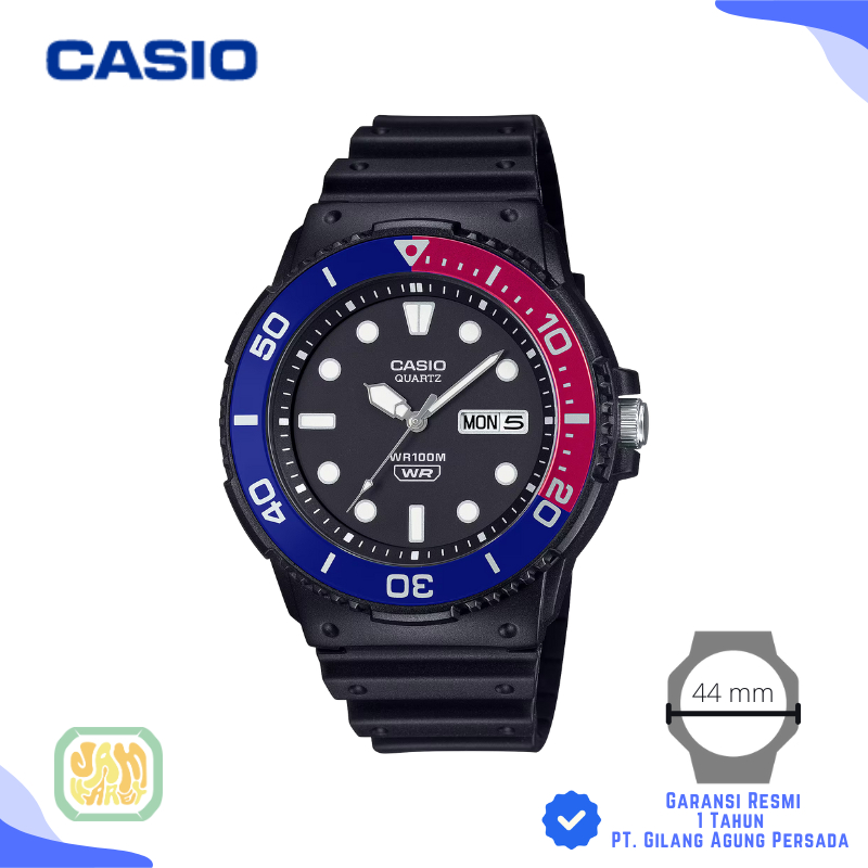 JAM TANGAN PRIA CASIO MRW-230H-1E2 ORIGINAL - MRW 230H 1E2VDF HITAM MERAH BIRU