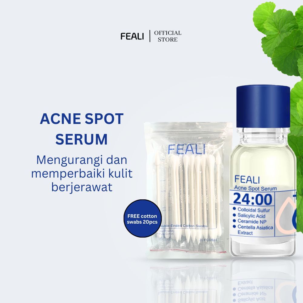 FEALI Acne Spot Serum 10ml - Acne Serum Untuk Mengurangi Dan Memperbaiki Kulit Berjerawat FREE Cotto