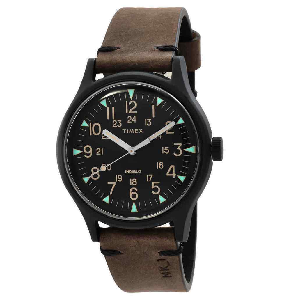 Timex MK1 TW2R96900 Quartz Black Stainless Steel Case Brown Strap