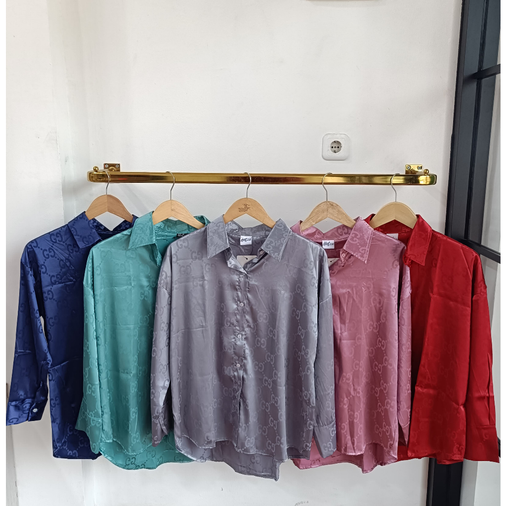 (PART 2) Kemeja LALUNE Mix Motif | Kemeja Satin Motif Kekinian | Atasan Wanita Kemeja Luaran Outer |