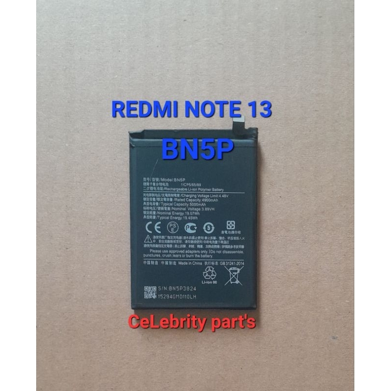 BATERAI XIAOMI REDMI NOTE 13 4G/5G BATRE XIAOMI BN5P
