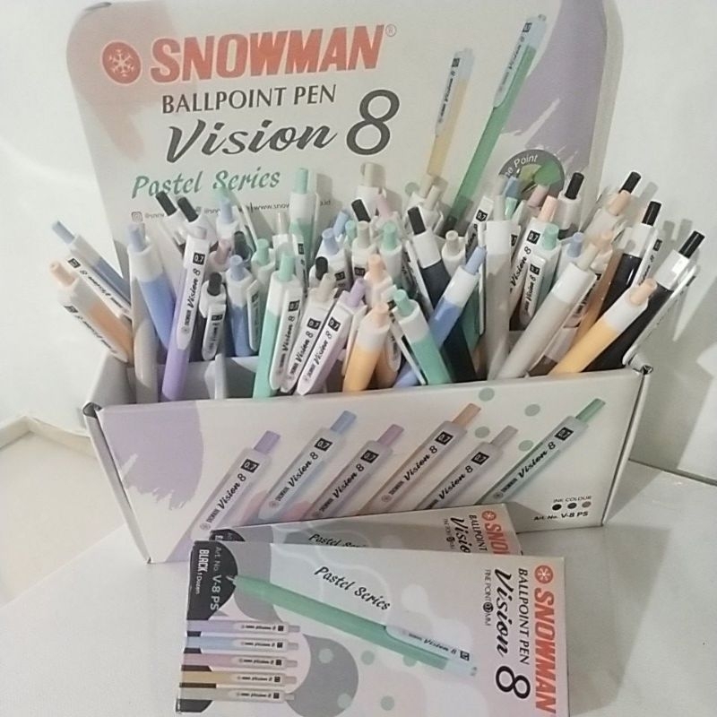 

Pulpen / Bolpen / Ballpoint / Ballpen snowman v8 pastel / Retractable Pen Vision 8