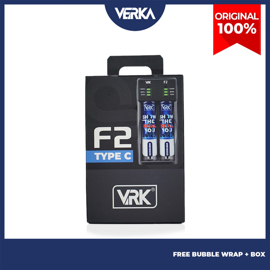 CHARGER VRK F2 TYPE C 2 SLOT BATERAI VRK F2 CHARGER by VRK