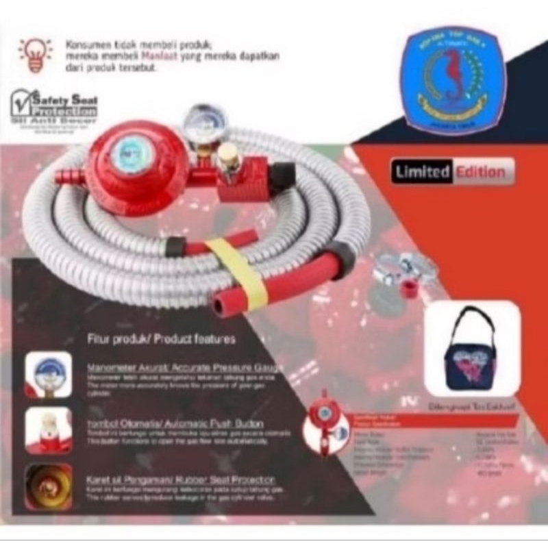 regulator gas otomatis kopana pertamina original. isi ( 1 paket ) plus selang.