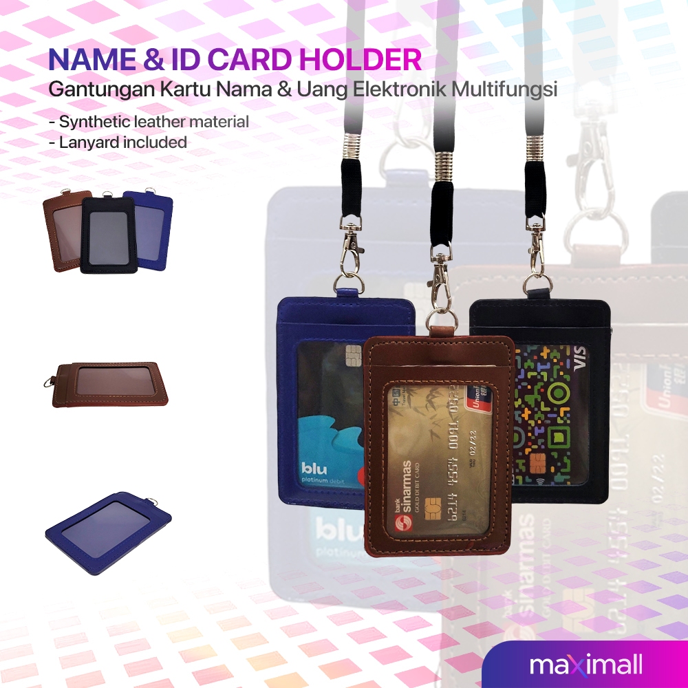 

Name Tag Holder/ Gantungan Kartu Nama, ID Card, ATM, Emoney, dll Kulit Sintetis dengan Tali Lanyard