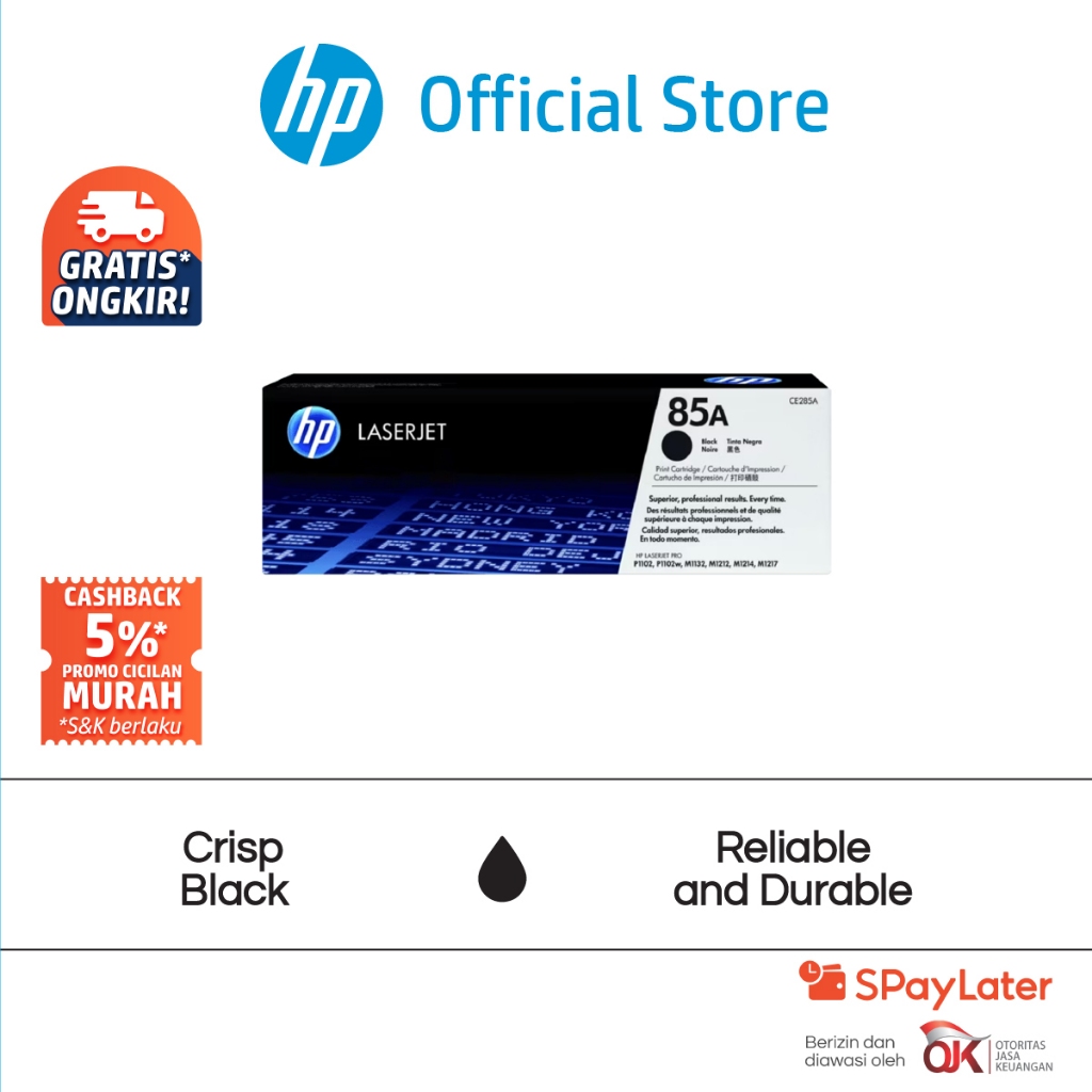 Tinta HP 85A Black Original LaserJet Toner Cartridge Hitam Catridge Asli HP LaserJet Pro P1100 Print