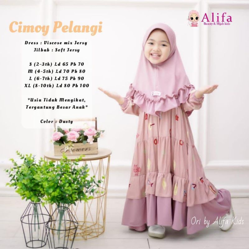 [ Alifa hijab kids Fashion ] Cimoy Pelangi Gamis Anak Viscose Mix Jersey By Alifa Kids