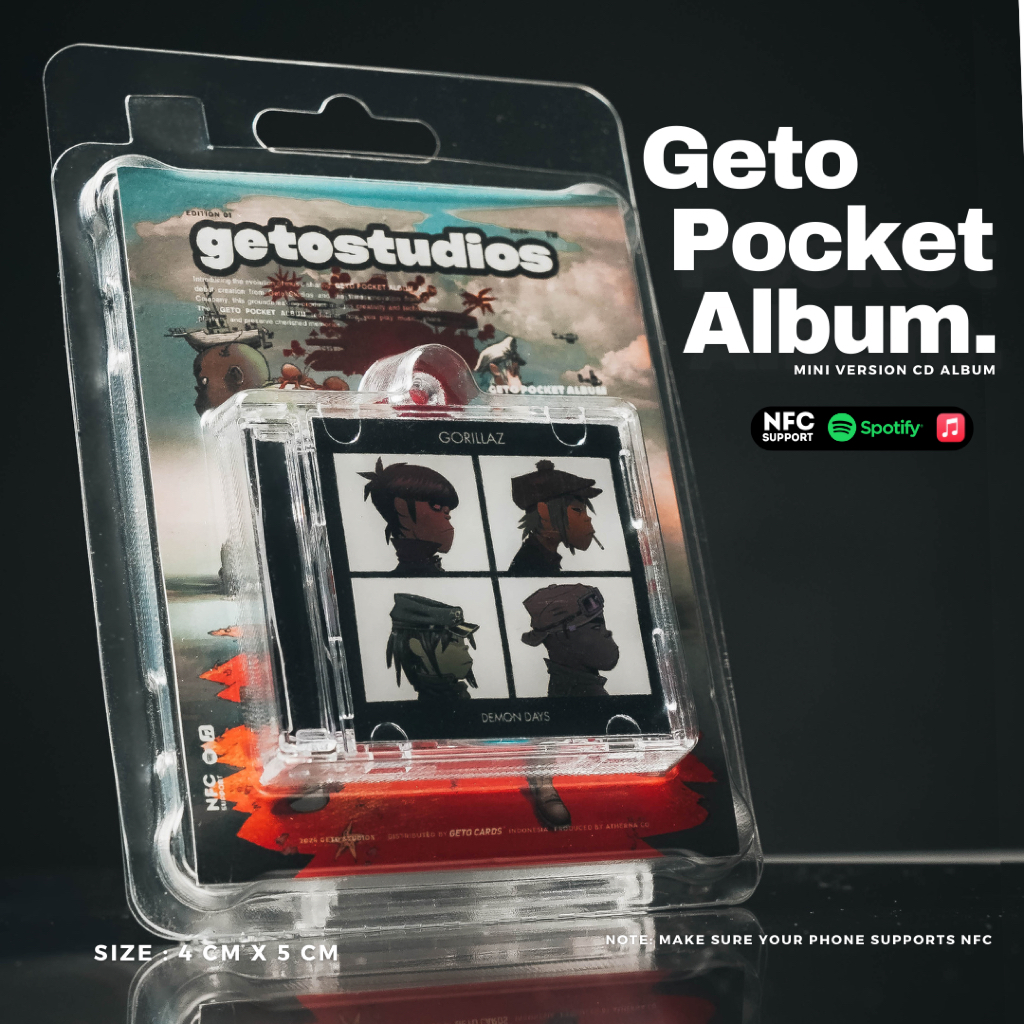Gorillaz  NFC Pocket Mini Album - Mini Album Keychain NFC - Miniatur CD Album Geto Studios