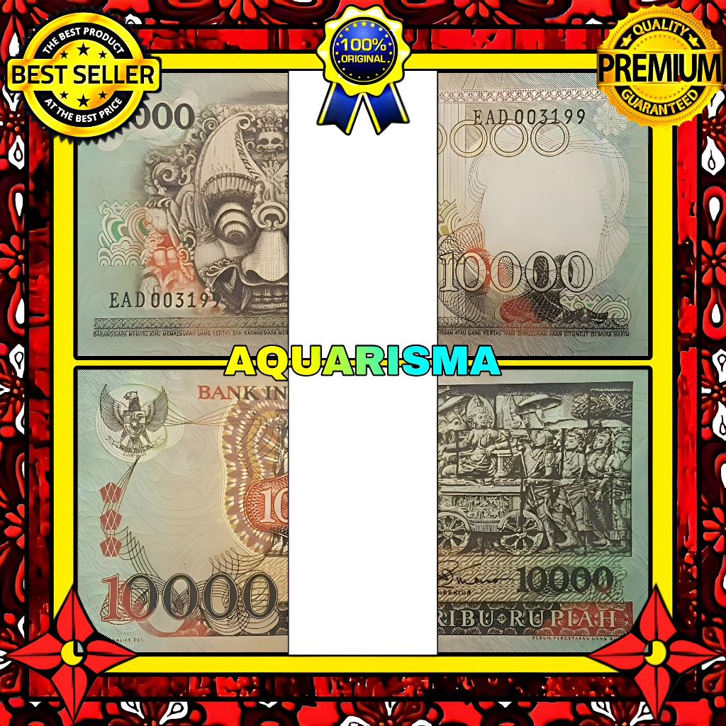 KOLEKSI NUMISMATIK - 1 GEPOK SOUVENIR UANG KUNO 10000 RUPIAH INDONESIA BARONG 1975