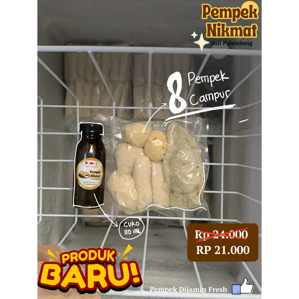 

8 Pempek Campur + cuko 100 ml - Asli Palembang [Pempek NikMat]