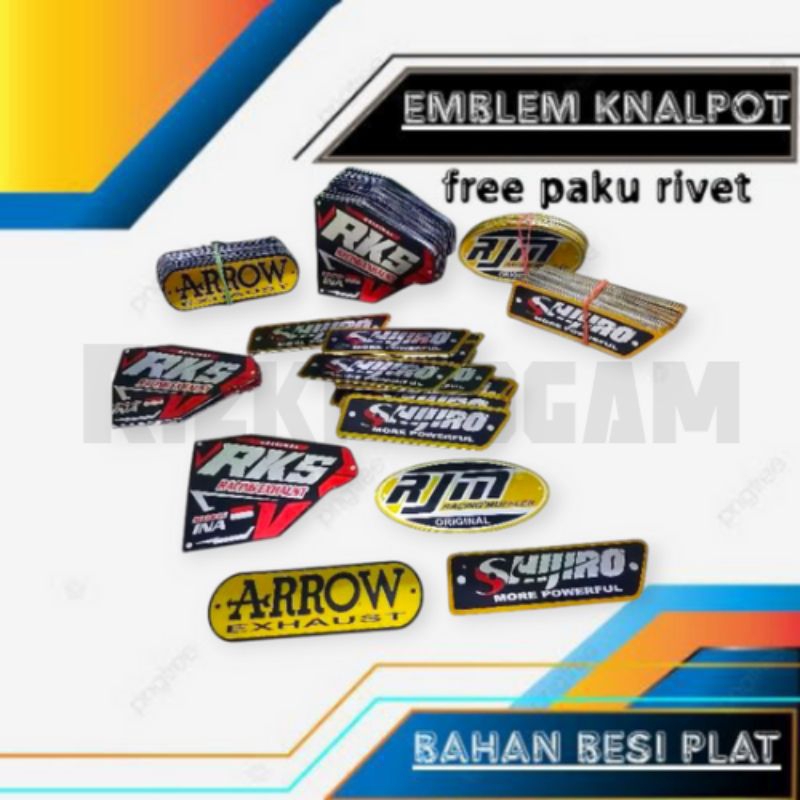 Emblem knalpot motor merek RJM Free paku rivet
