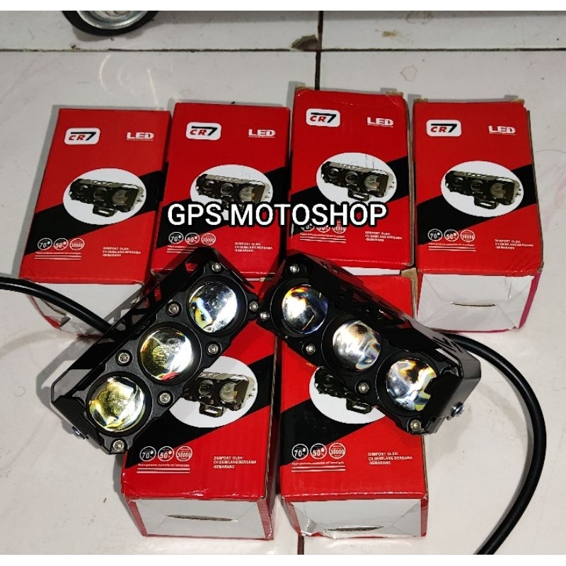 Lampu tembak 3 mata full alumunium 3 cahaya merk Cr7