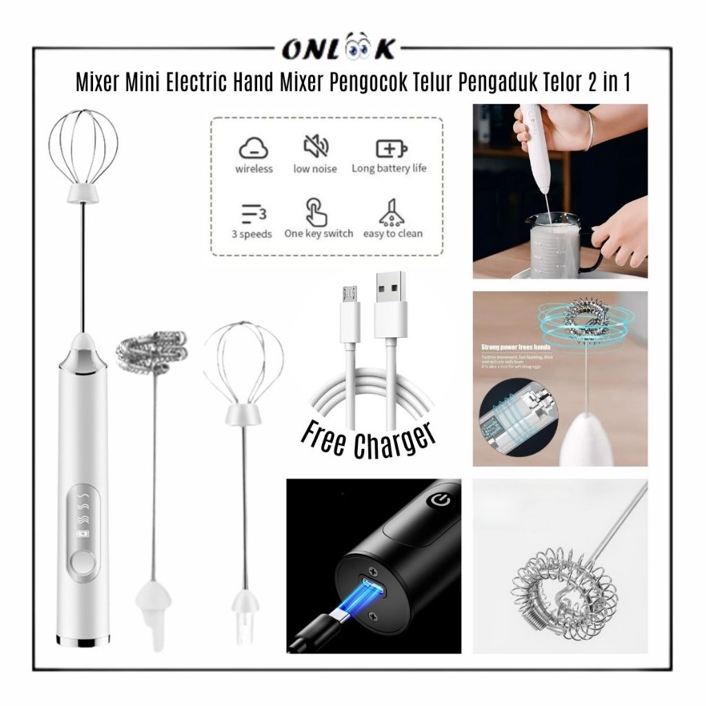 ONLOOK Mixer Mini Hand Mixer Coffee Mixer Hand Blender Pengaduk Kopi Pengocok Pelur USB Portable
