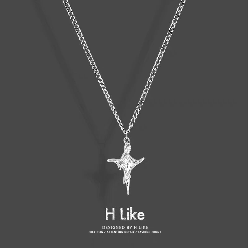 BKT TITANIUM | KALUNG RANTAI TITANIUM PRIA SILVER PERMATA HIP HOP ELEGAN TAHAN KARAT