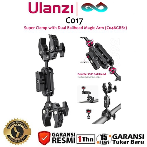 Ulanzi C017 Super Clamp with Dual Ballhead Magic Arm (C046GBB1)