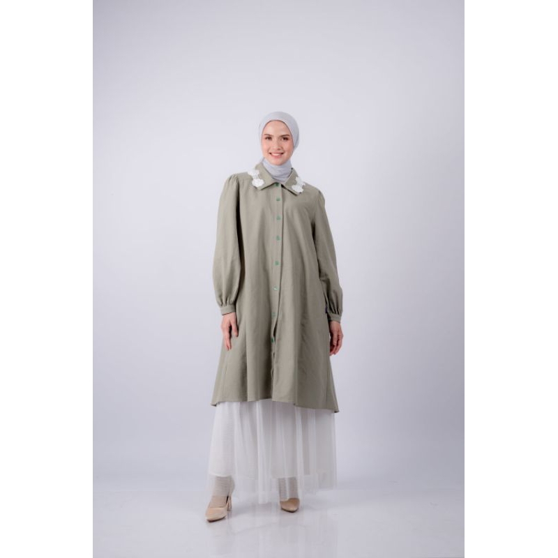Elzatta Long Tunik Renda Al-Bukhari Tunik Polos Linen