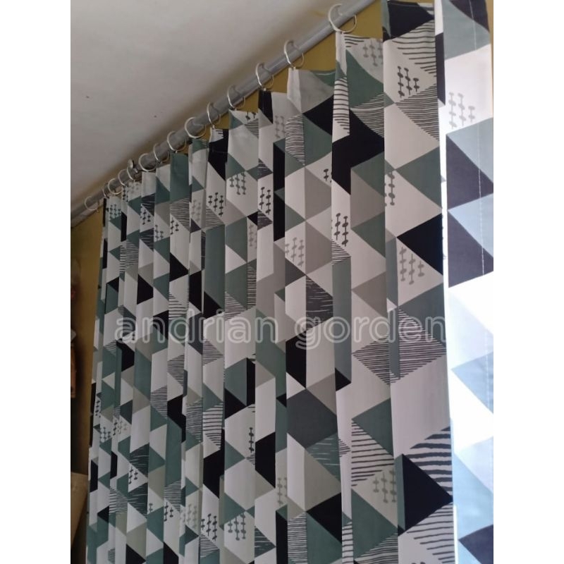 Gorden Plisket Minimalis Model Cantolan Kawat S Jendela Pintu motif piramid