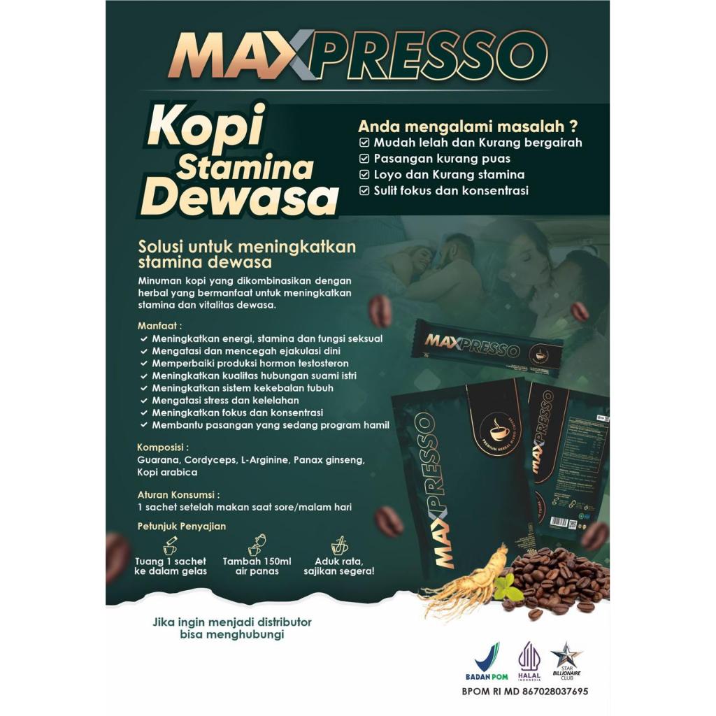 

Maxpreso Coffee | Kopi Stamina Pria Dewasa untuk Lebih Perkasa | 100% ORIGINAL, BPOM, HALAL