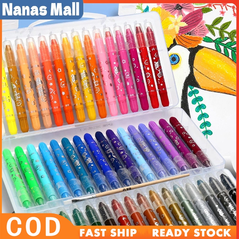 

【READY】Grasp Sedang Crayon Original 12/36/48 Warna Water Soluable Crayon Krayon Mewarnai Silky Crayon