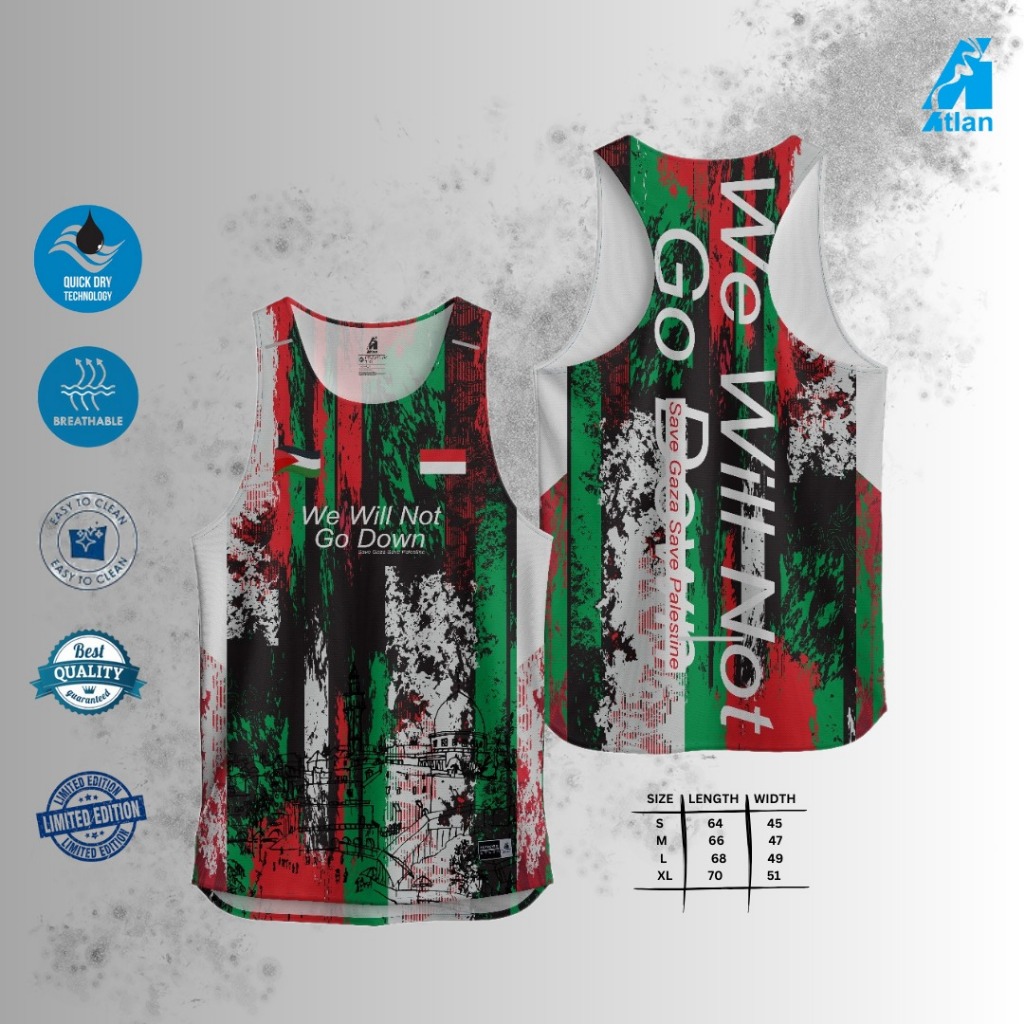 AERONE Singlet Olahraga Sport Men Atletik Jersey Motif Dry Fit Palestine