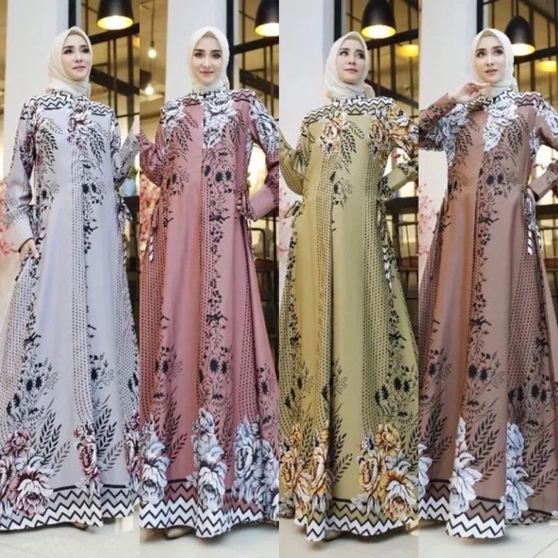 TERBARU GAMIS HYGET JUMBO MOTIF MAXMARA SILK BUSUI LD 120 LENGAN KERUT