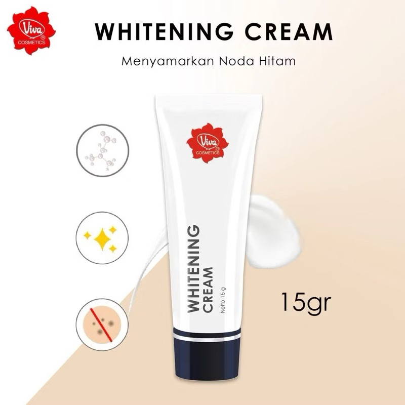 VIVA Whitening Cream 15gr || Krim Menyamarkan Bekas Jerawat || Krim Menghilangkan Flek Hitam