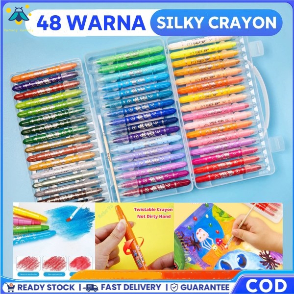 

【COD】Grasp Crayon Set 12/36/48 Warna Silky Crayon Krayon Licin Grasp Water Soluble Crayons
