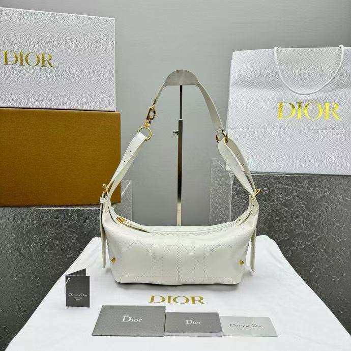 DIOR D-Journey Shoulder Bag Small Full Leather White 93333