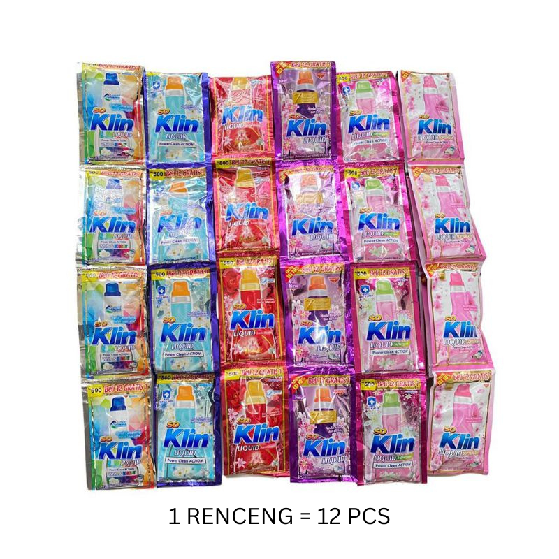 SOKLIN CAIR SACHET 20 22ml RENCENG 12 PCS ANTI BACTERIAL DETERGEN PAKAIAN ECERAN WHITE BRIGHT PERFUM