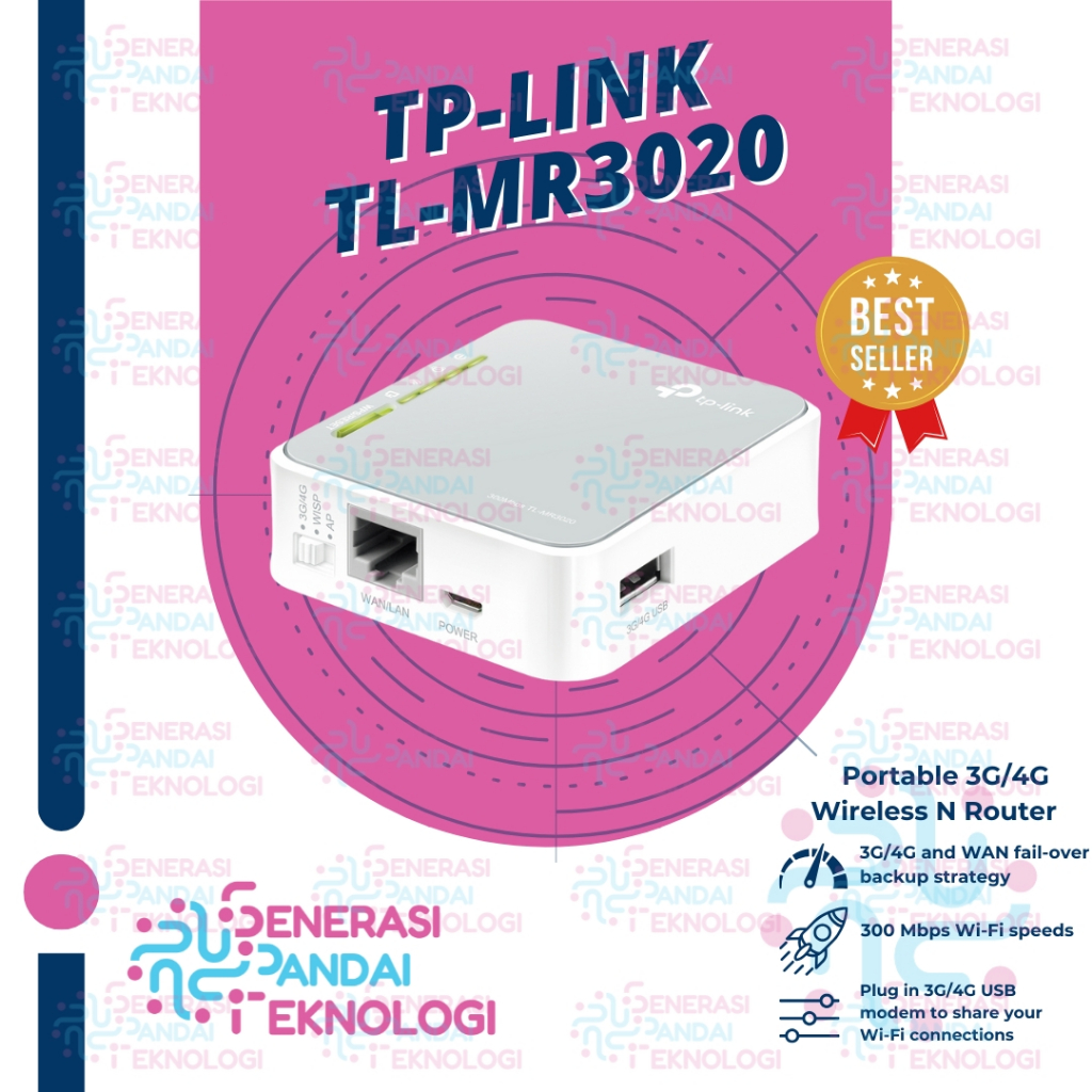 TP-LINK TL-MR3020 Portable 3G/4G Wireless N Router 3G Router 4G Router (GA BISA COLOK SIMCARD TAPI B