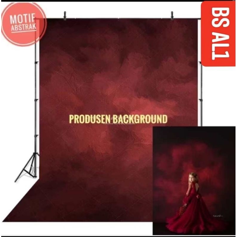 READY Abstrak Merah Maroon 3x2,5m Kain Background Foto Studio Kode BS AL1