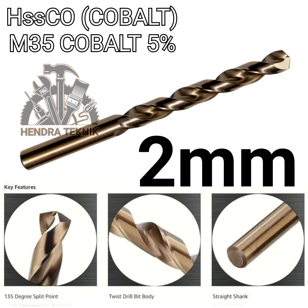 BOR BESI COBALT 2MM MATA BOR BAJA 2MM MATA BOR DRILL STAINLESS 2 MM