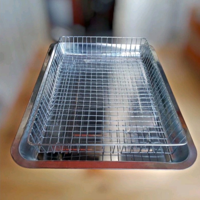 Cooling Rak Keranjang Saringan Gorengan Persegi Panjang Tirisan Minyak Peniris Gorengan