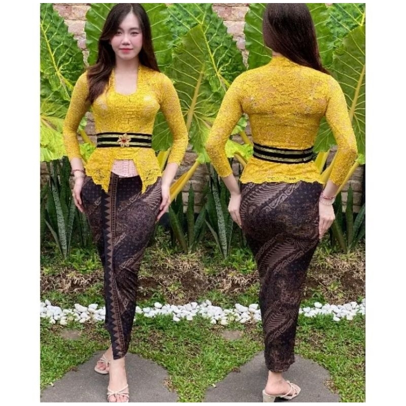 ONE SET atau setelan kebaya bali brokat sofia stretch+ kamen moscrep +selendang/obi