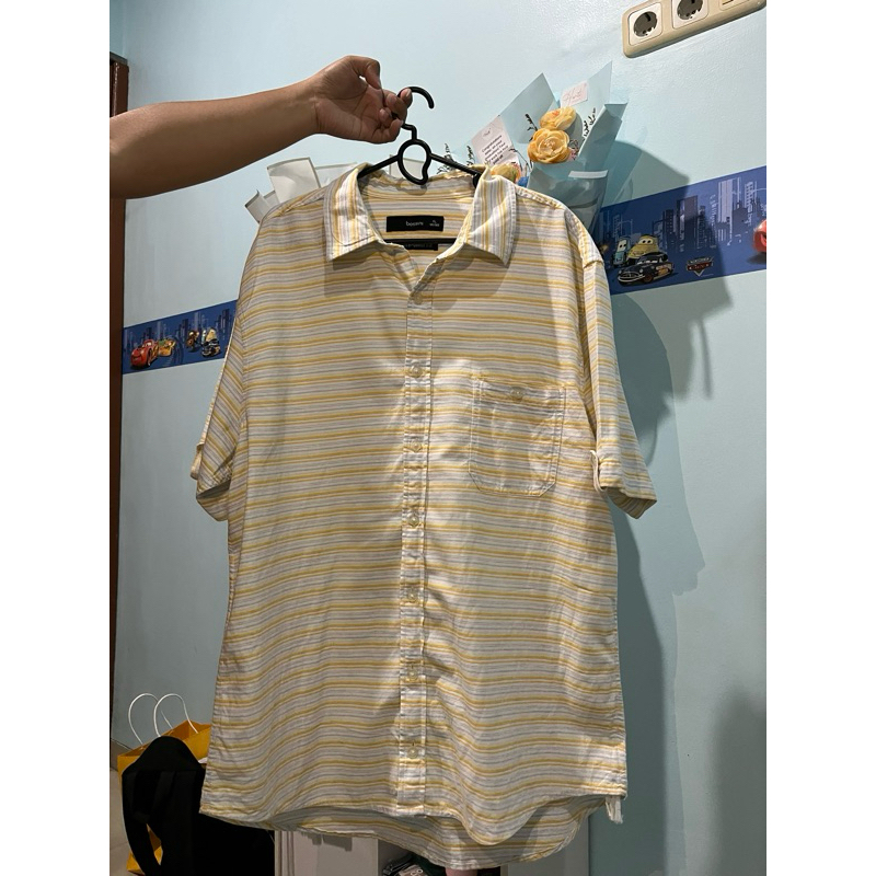 kemeja pria garis bossini