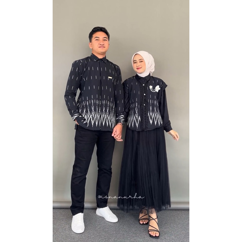 aena - one set dres hazel baju tenun couple pasangan