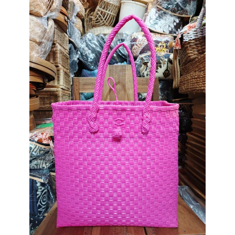 tas anyaman plastik - tas jali - tas belanja - tas wanita - tas anyaman