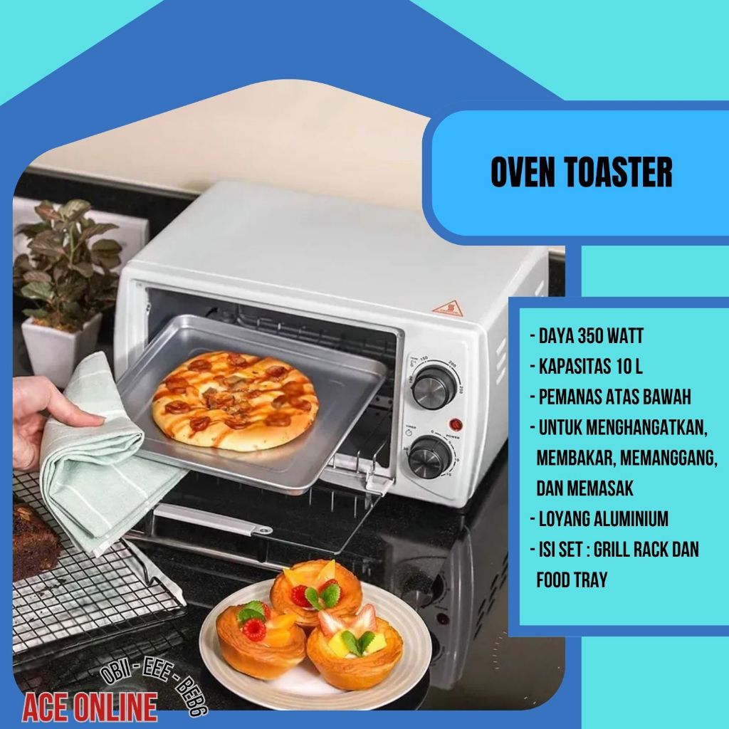 Oven Toaster Kris 10 Liter Putih – Hemat Listrik 350 Watt, Praktis & Multifungsi