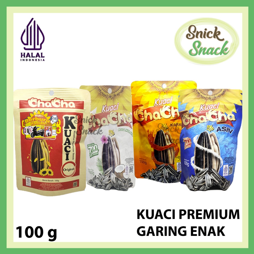 

Cha Cha Kuaci Rasa Original 100 gr Wangi dan Gurih Pouch Kwaci Biji Bunga Matahari Sunflower Seed