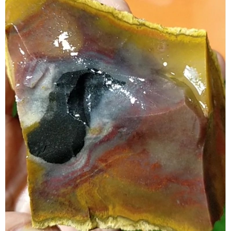 2 Ons - Batu Lumut Kristal Pancawarna Motif Burung - Natural Bodyglass Murah